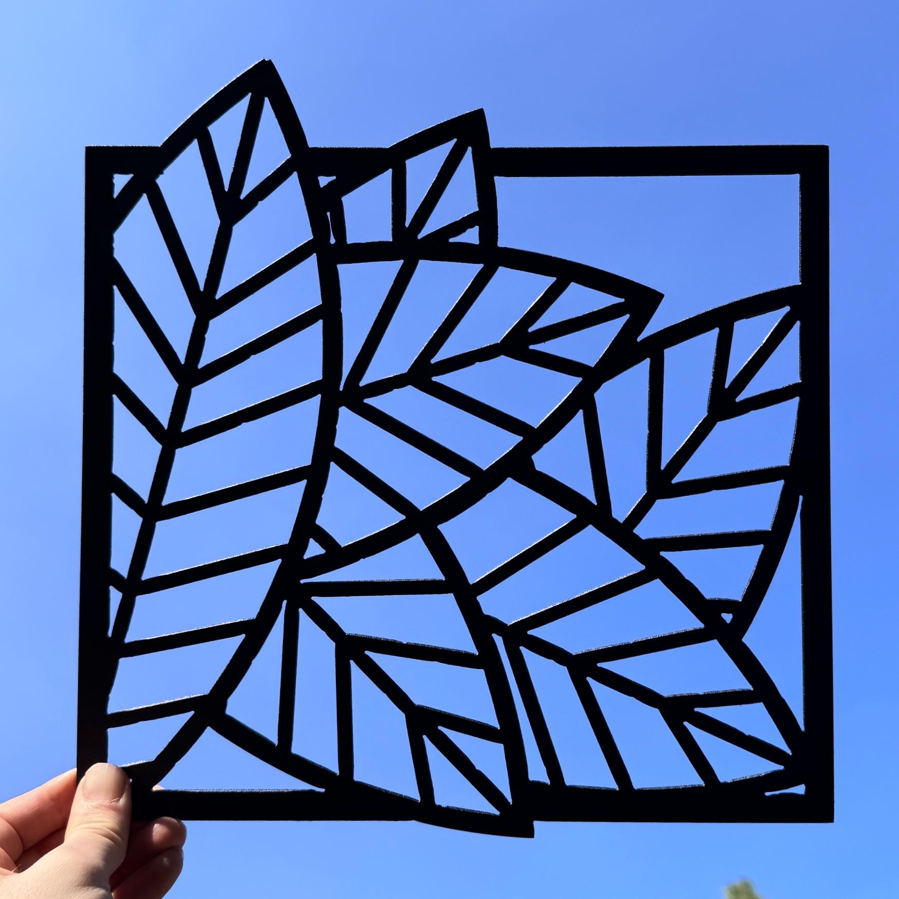 Leaf Metal Wall Art Set – Modern Geometric Nature Decor | 3-Panel Wall Sculpture for Living Room, Bedroom, or Office, Matte Black Steel Art
