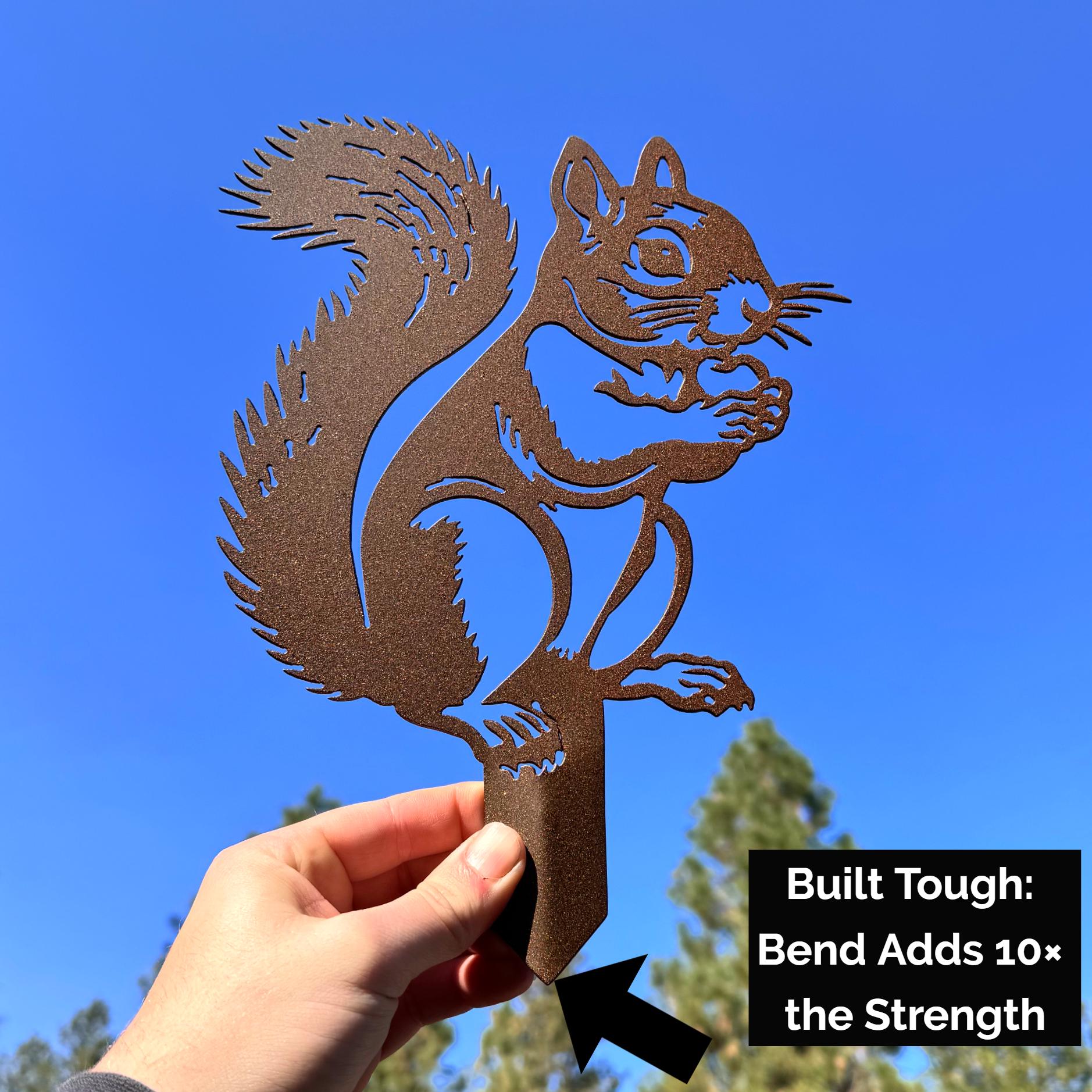 Squirrel Metal Garden Stake – Outdoor Yard Art for Lawn or Flower Beds | Powder-Coated Steel Animal Silhouette, Durable Wildlife Decor