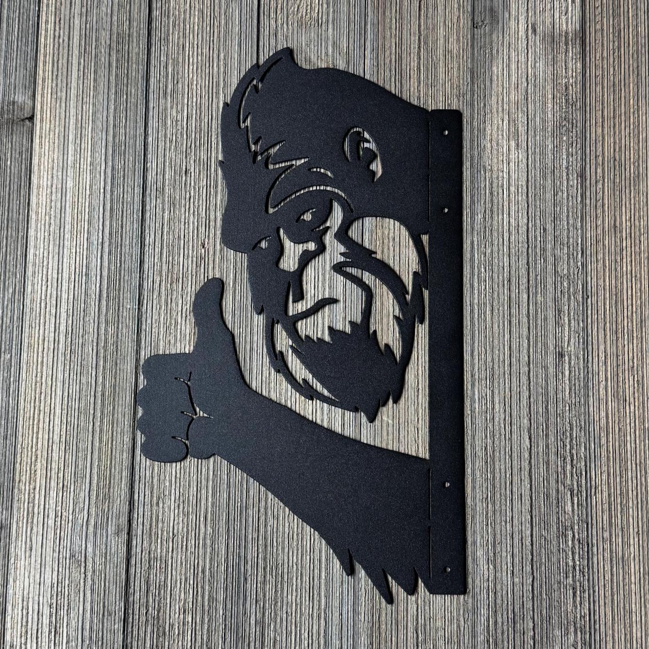 Peek A Boo Thumbs Up Bigfoot Metal Sign – Funny Sasquatch Tree or Post Decoration | Outdoor Yard Art, Powder-Coated Steel Bigfoot Wall Decor