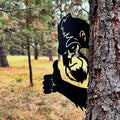 Peek A Boo Thumbs Up Bigfoot Metal Sign – Funny Sasquatch Tree or Post Decoration | Outdoor Yard Art, Powder-Coated Steel Bigfoot Wall Decor
