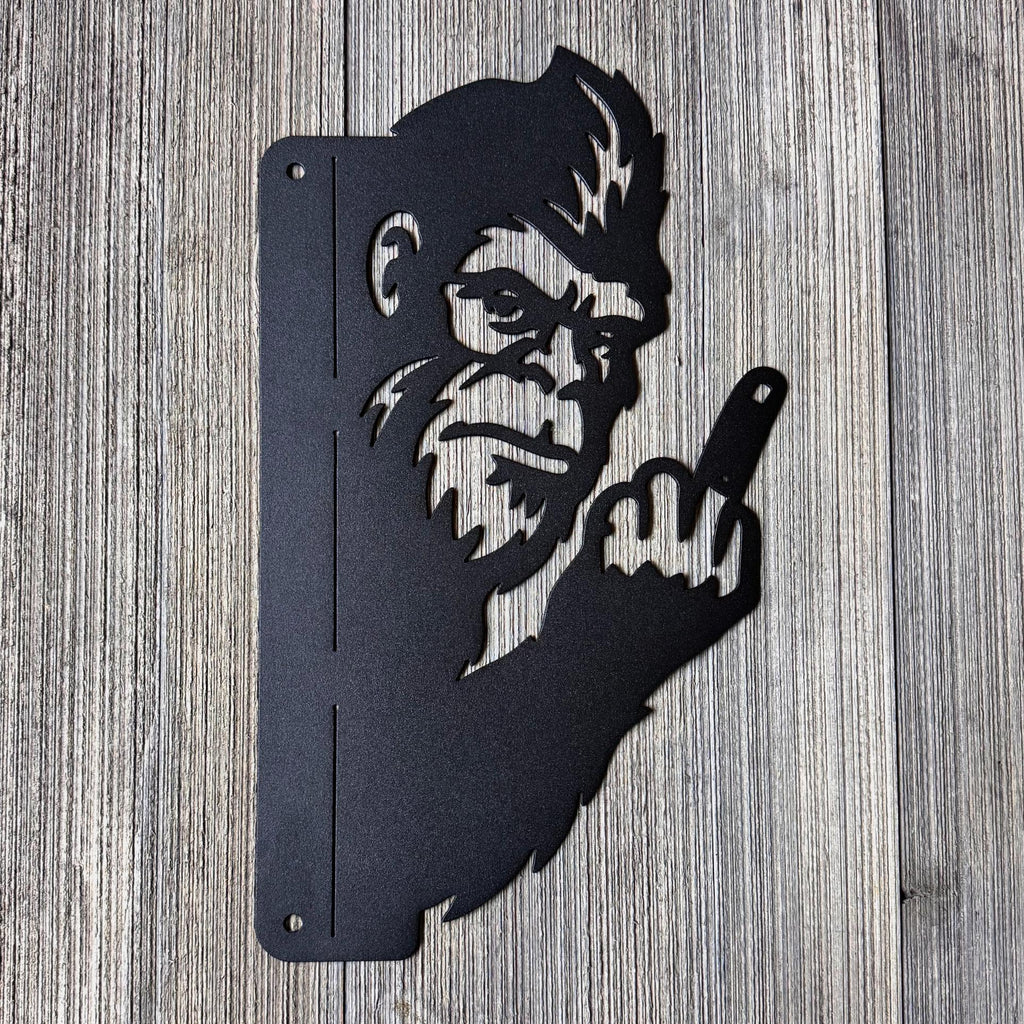 Peeking Bigfoot Metal Silhouette with Middle Finger | Funny Sasquatch Yard Art | Outdoor Cabin and Forest Decor | Bigfoot Bird | Peek a Boo