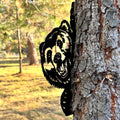 Peeking Bear Metal Silhouette for Tree or Post | Outdoor Wildlife Metal Yard Art | Rustic Cabin and Forest Decor | Peek a Boo Bear