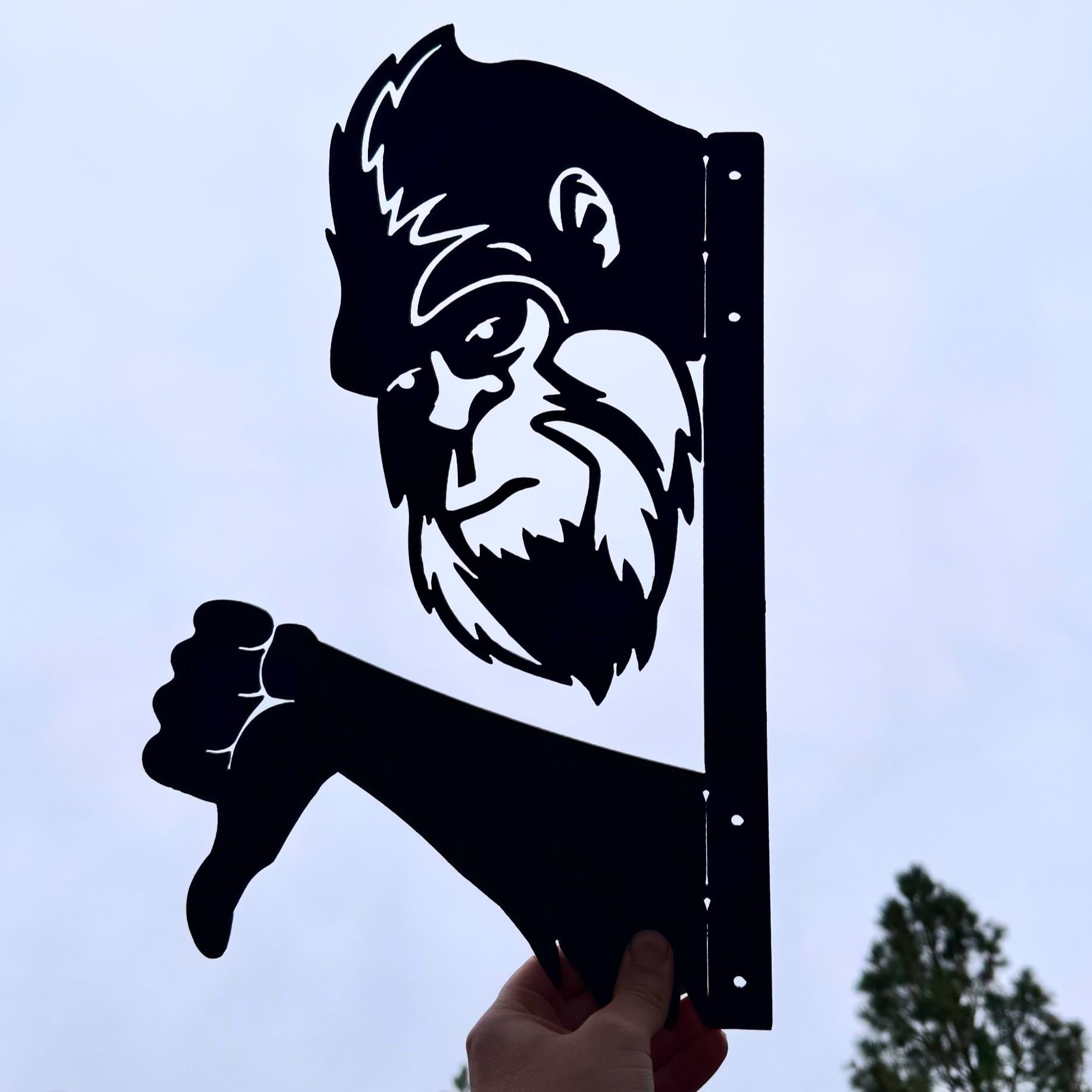 Peeking Bigfoot Thumbs Down Metal Silhouette | Funny Sasquatch Yard Art | Outdoor Cabin and Forest Metal Decor | Peek A Boo Bigfoot