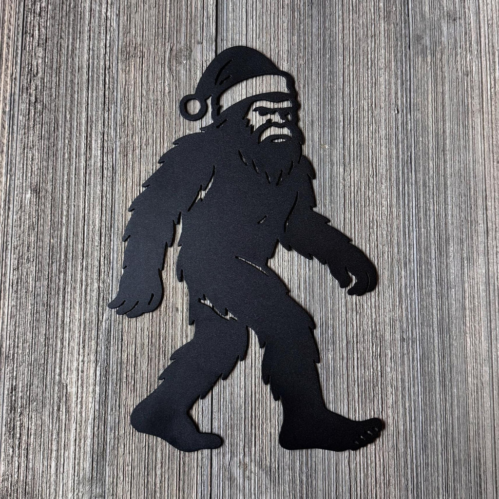 Bigfoot Santa Metal Sign, Christmas Sasquatch Wall Art, Holiday Cabin Decor, 16 Gauge Steel Outdoor Silhouette