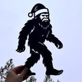 Bigfoot Santa Metal Sign, Christmas Sasquatch Wall Art, Holiday Cabin Decor, 16 Gauge Steel Outdoor Silhouette
