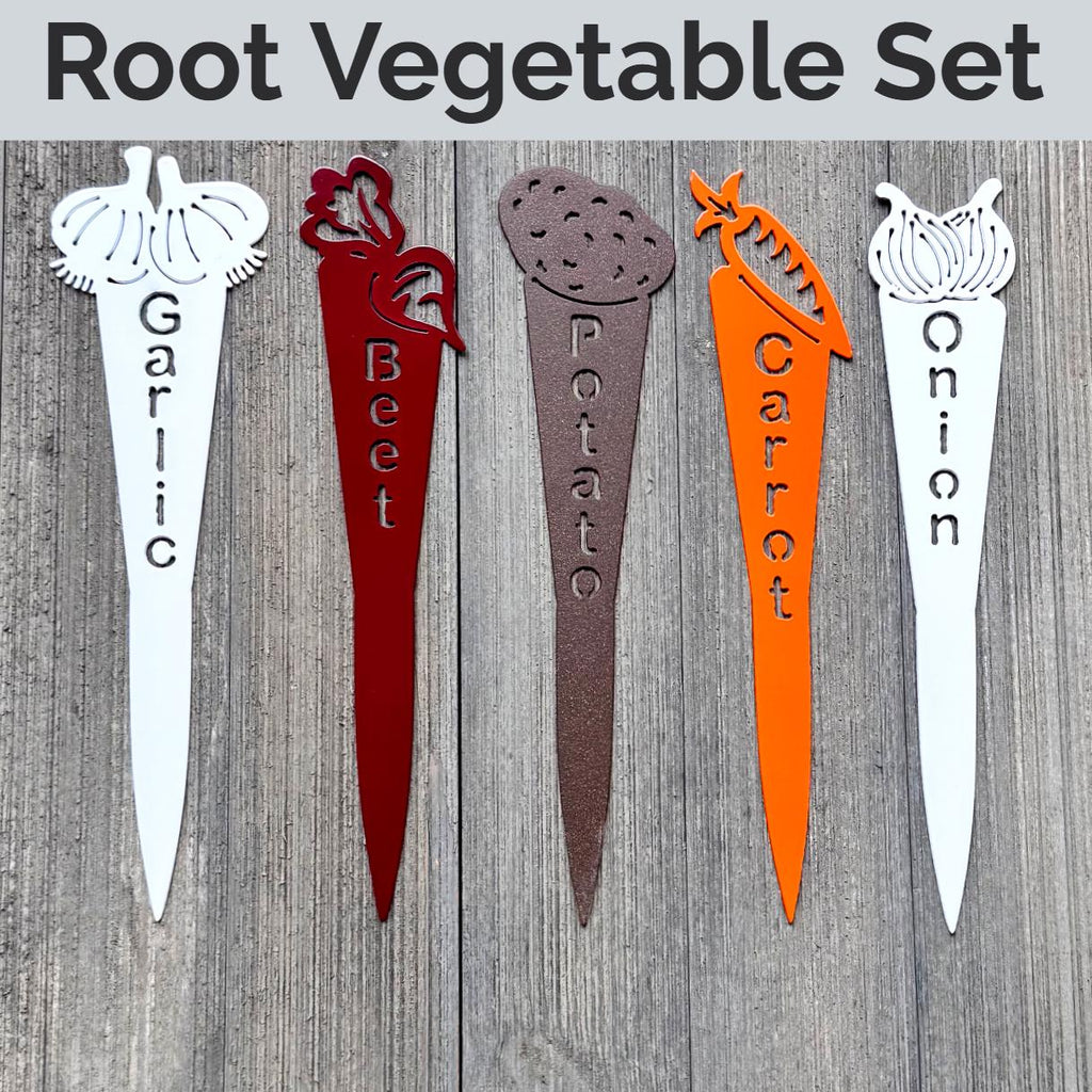 Themed Garden Marker Set – Salsa, Herb, Pizza & More – Metal Garden Stakes – Gift for Gardeners