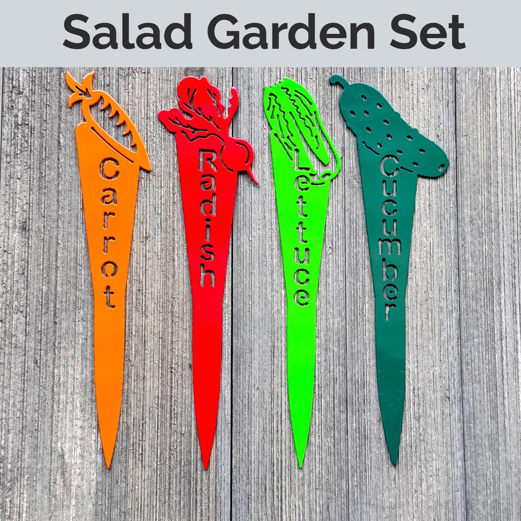Themed Garden Marker Set – Salsa, Herb, Pizza & More – Metal Garden Stakes – Gift for Gardeners