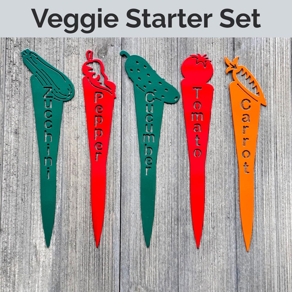 Themed Garden Marker Set – Salsa, Herb, Pizza & More – Metal Garden Stakes – Gift for Gardeners