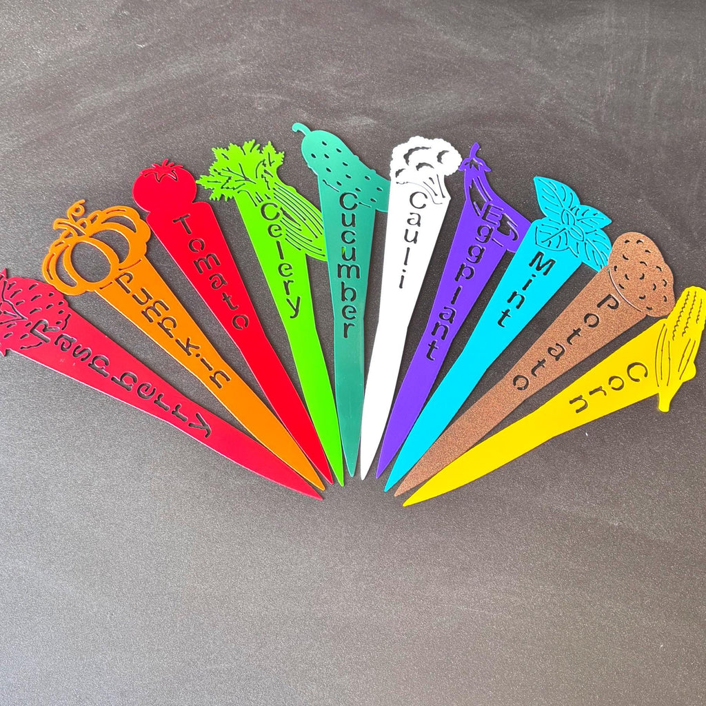 Metal Garden Stake – Choose Your Plant – Powder Coated Steel Garden Marker – Outdoor Plant Label