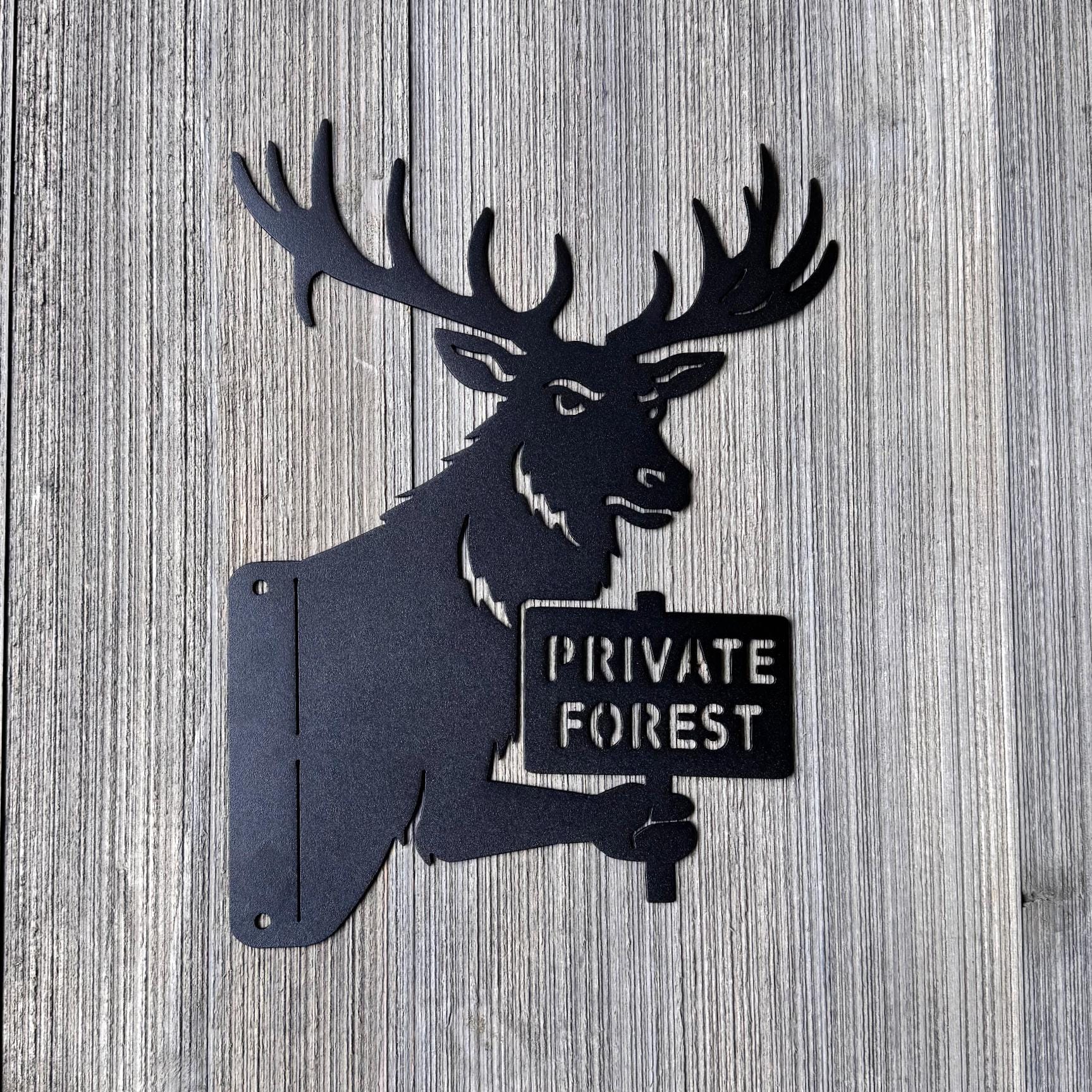 Peeking Elk Metal Sign – Peek A Boo Elk Private Property Sign – No Trespassing Deer Sign – 16 Gauge Steel Rustic Cabin Decor