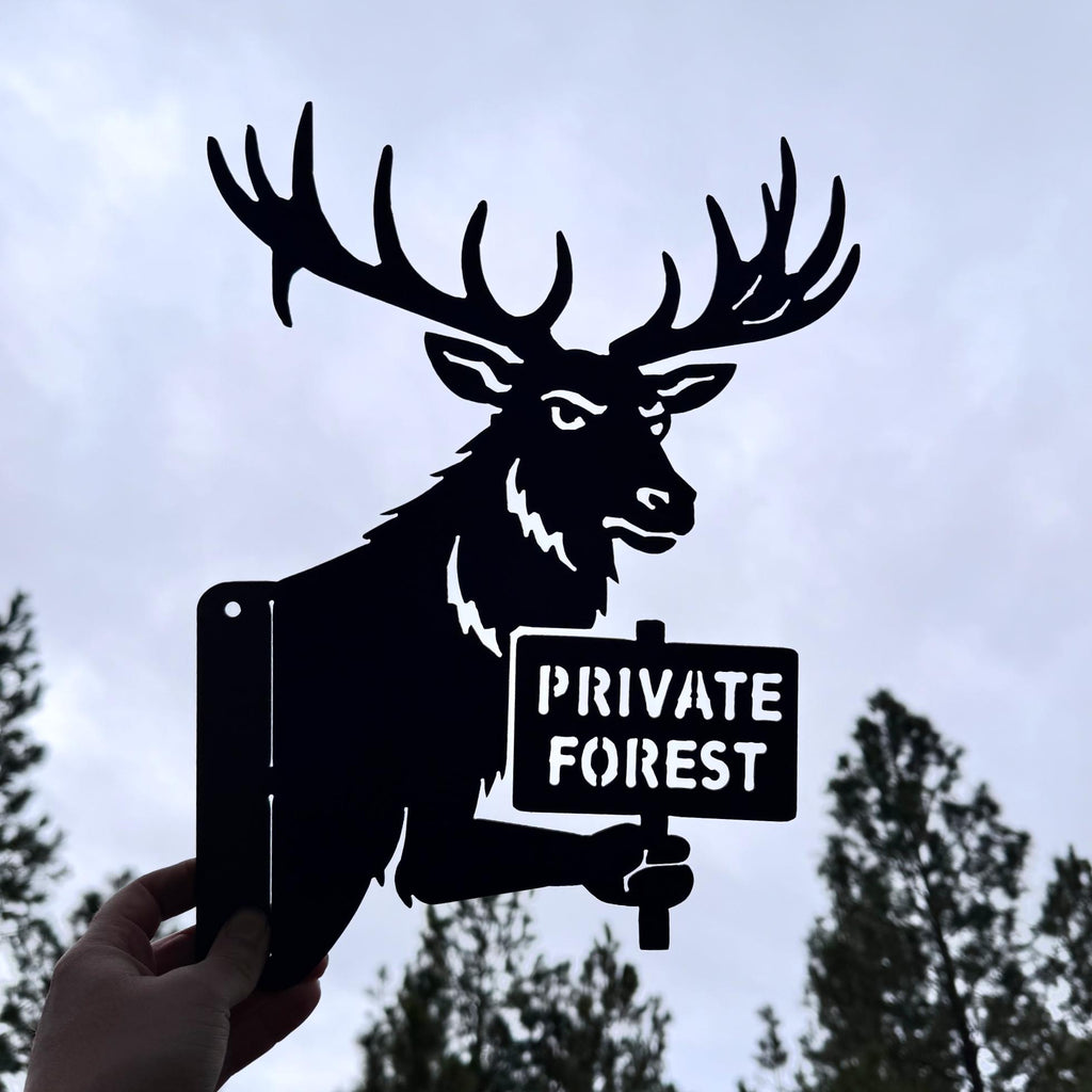 Peeking Elk Metal Sign – Peek A Boo Elk Private Property Sign – No Trespassing Deer Sign – 16 Gauge Steel Rustic Cabin Decor