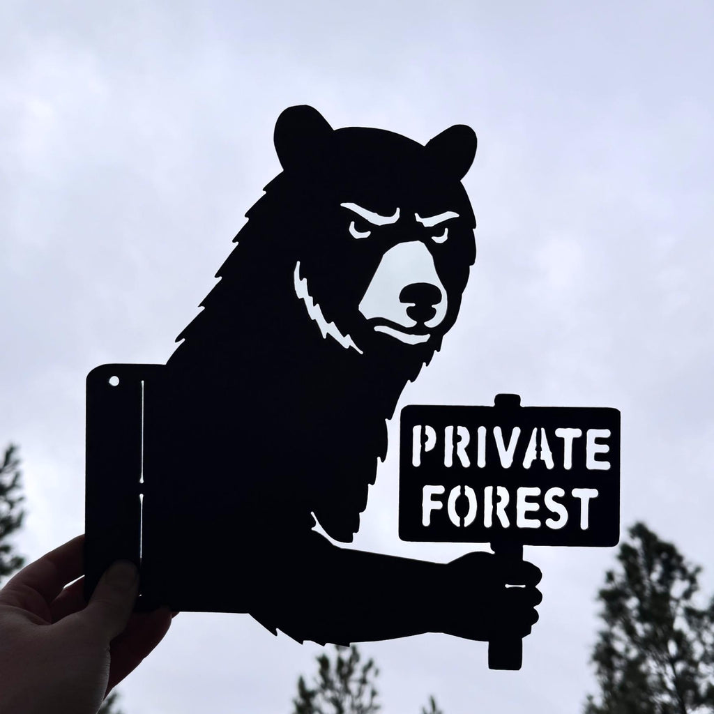 Peeking Bear Metal Sign – Private Property No Trespassing Sign – Peek A Boo Bear Rustic Decor – Steel Cabin Wall Art