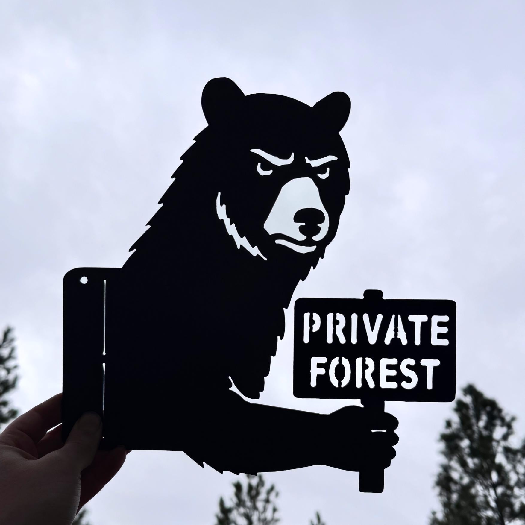 Peeking Bear Metal Sign – Private Property No Trespassing Sign – Peek A Boo Bear Rustic Decor – Steel Cabin Wall Art