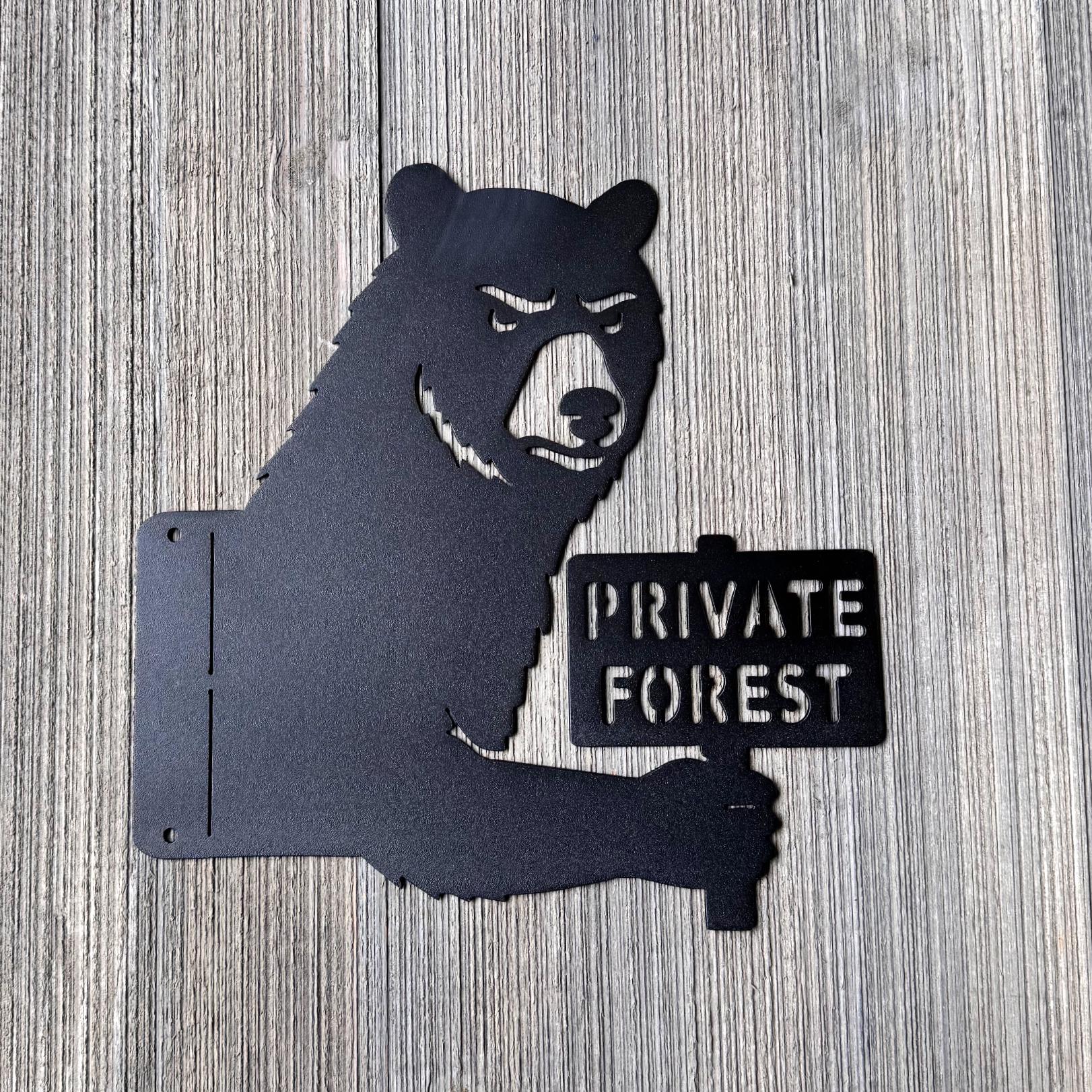 Peeking Bear Metal Sign – Private Property No Trespassing Sign – Peek A Boo Bear Rustic Decor – Steel Cabin Wall Art