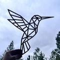 Geometric Hummingbird Metal Wall Art – Modern Bird Silhouette – Steel Minimalist Decor – Outdoor Garden Art