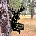 Peeking Elk Metal Sign – Peek A Boo Elk Private Property Sign – No Trespassing Deer Sign – 16 Gauge Steel Rustic Cabin Decor