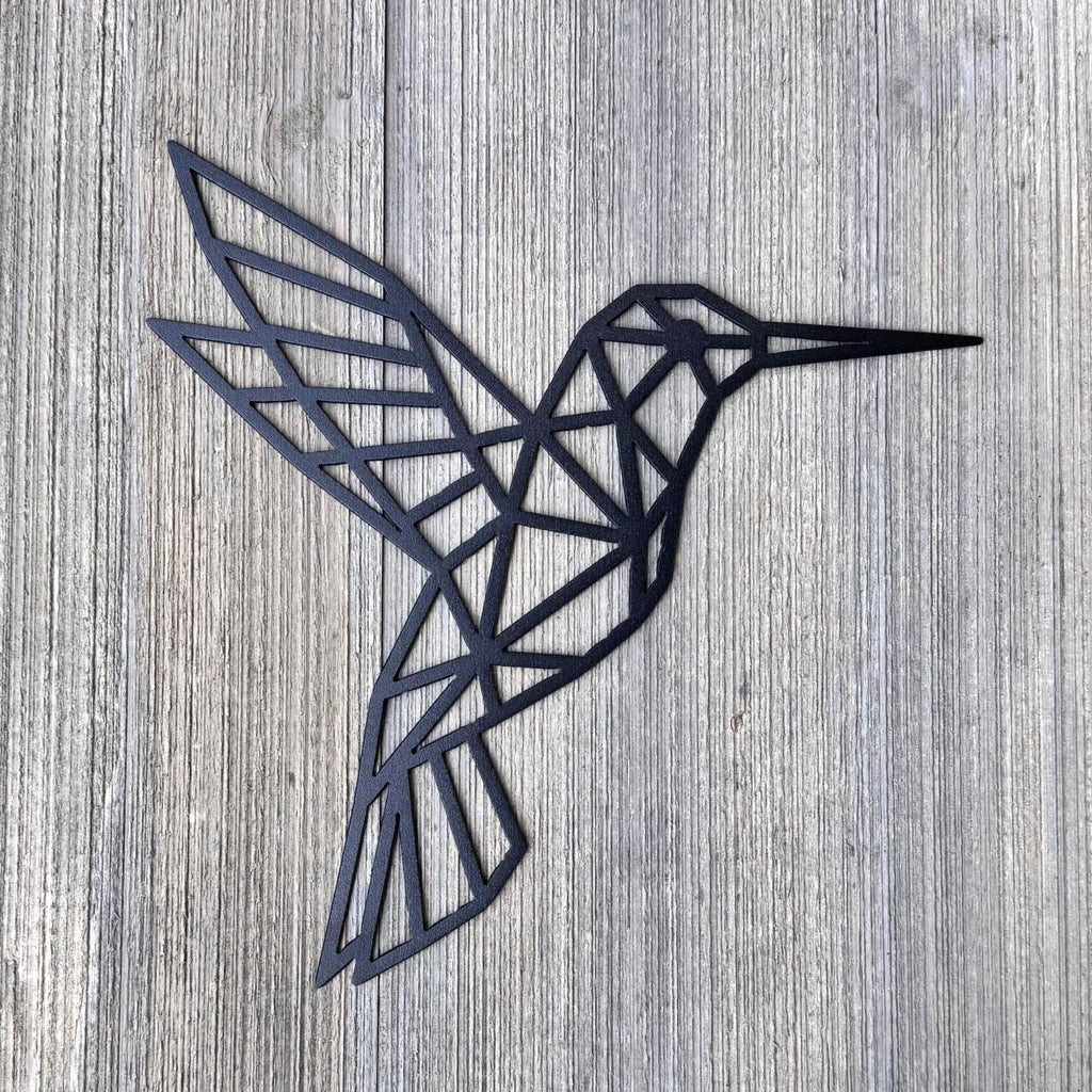 Geometric Hummingbird Metal Wall Art – Modern Bird Silhouette – Steel Minimalist Decor – Outdoor Garden Art
